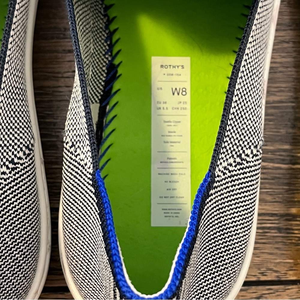 Rothy’s The Sneaker Slip On Shoes Blue & White Knit Womens 8 - Picture 3 of 10